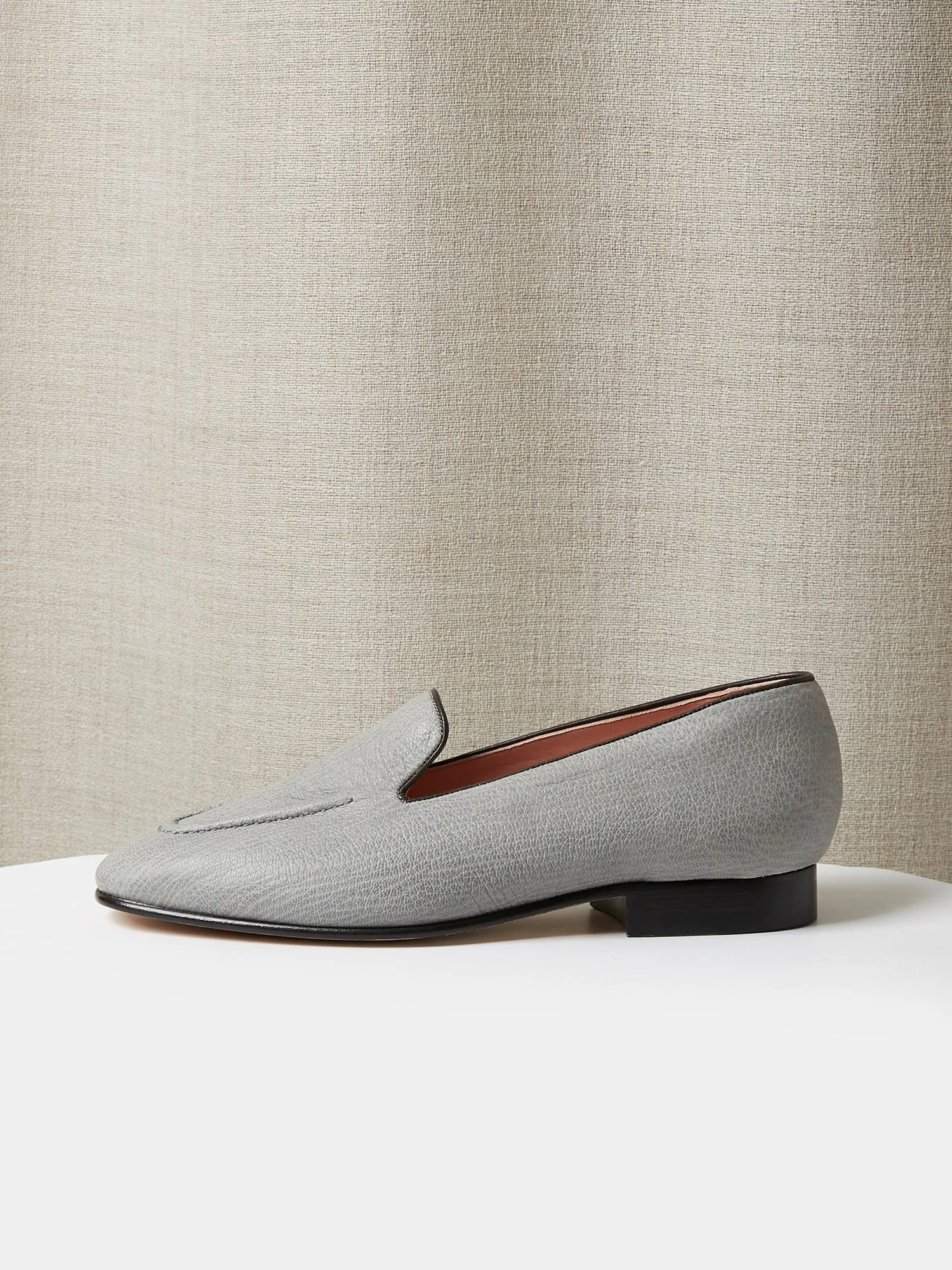 Pintuck Loafers  in Grey Deer Leather