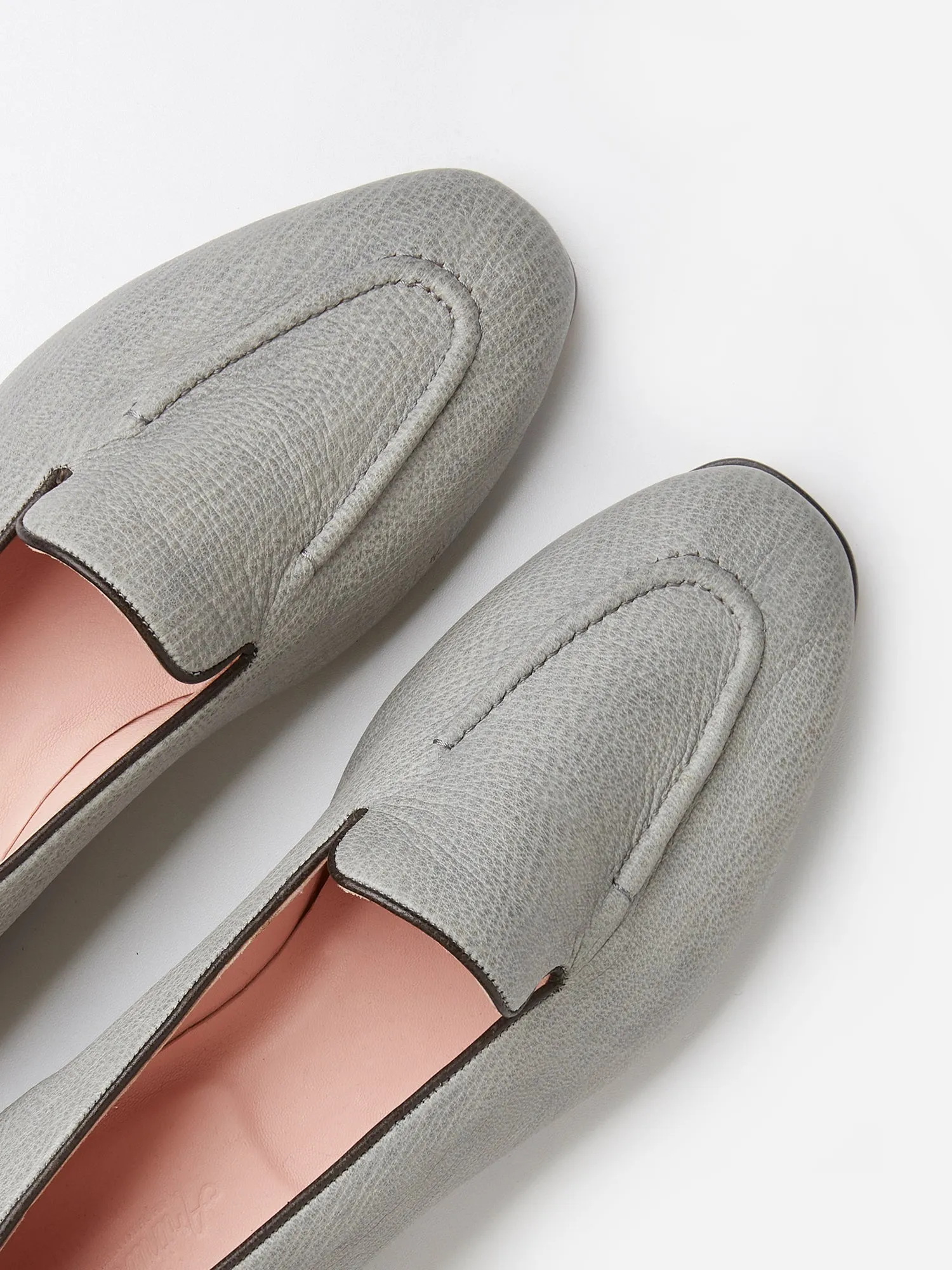 Pintuck Loafers  in Grey Deer Leather