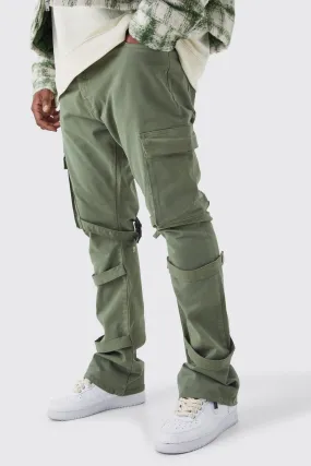 Plus Fixed Waist Skinny Stacked Flare Strap Cargo Pants