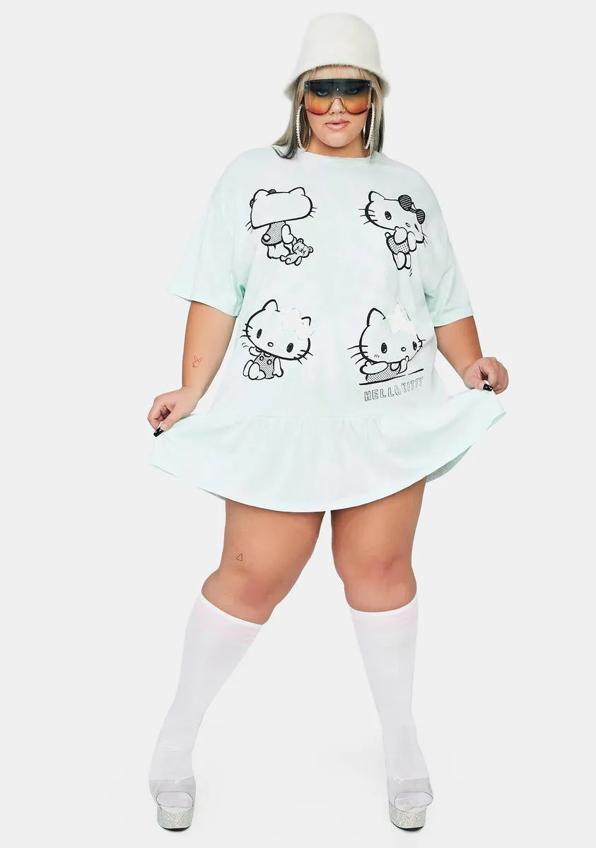 Plus Hello Kitty Tie Dye Frill T-Shirt Dress-