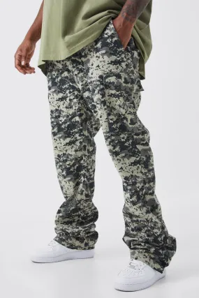 Plus Slim Stacked Popper Hem Cargo Camo Pants