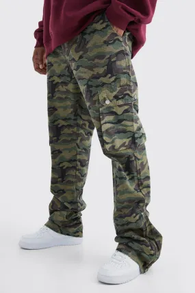 Plus Slim Stacked Zip Gusset Cargo Camo Ripstop Pants