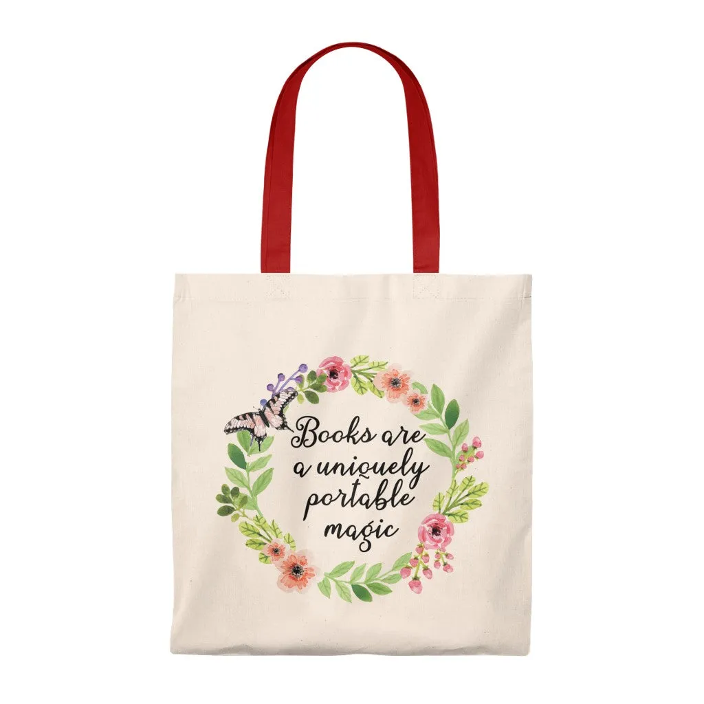 Portable Magic Floral Canvas Tote Bag - Vintage style