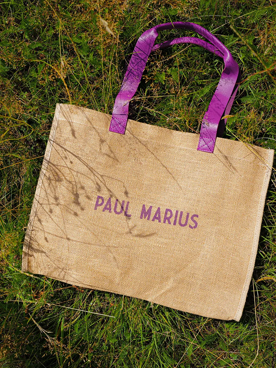 Purple Leather and Jute Tote Bag for Women - LeCabas Jute Sorbet Blackcurrant | PAUL MARIUS