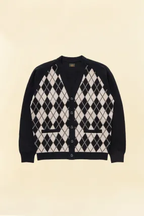 Rats Argyle Knit Cardigan - Black