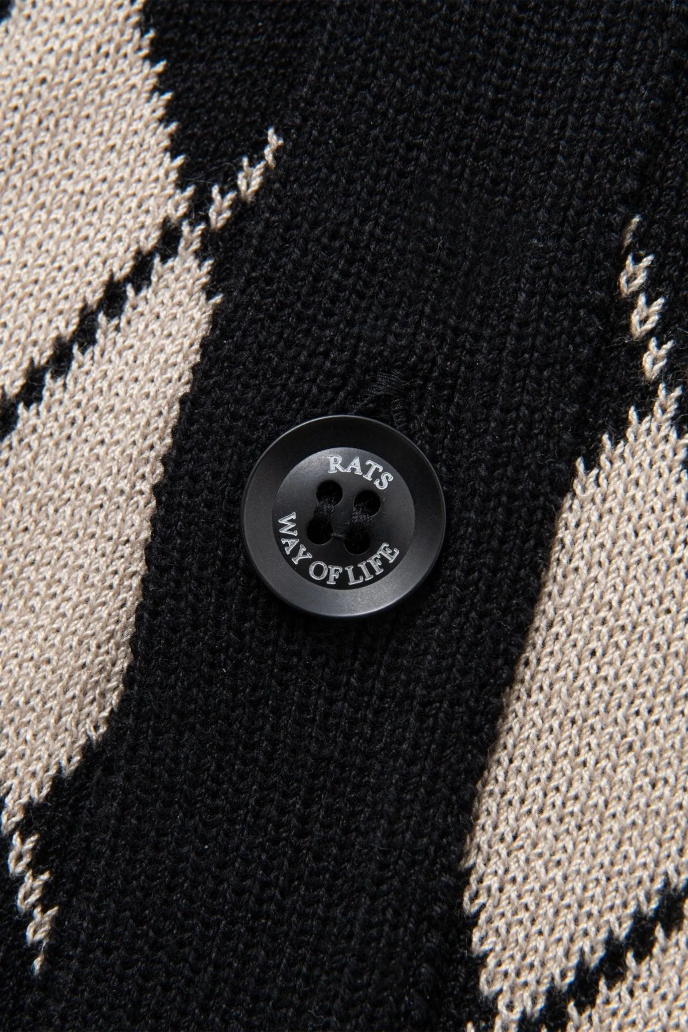 Rats Argyle Knit Cardigan - Black