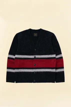 Rats Border Mohair Knit Cardigan - Black