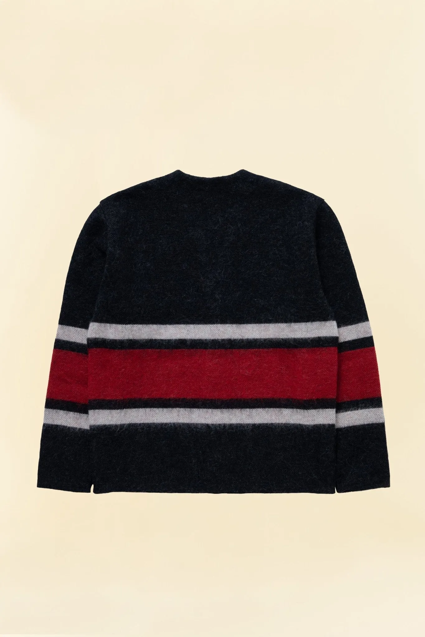 Rats Border Mohair Knit Cardigan - Black