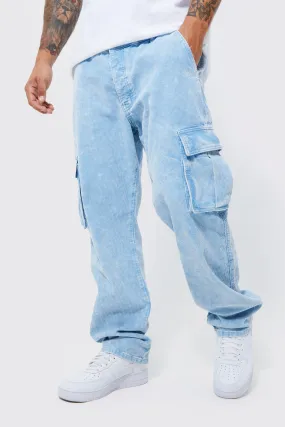 Relaxed Acid Wash Cord Cargo Pants