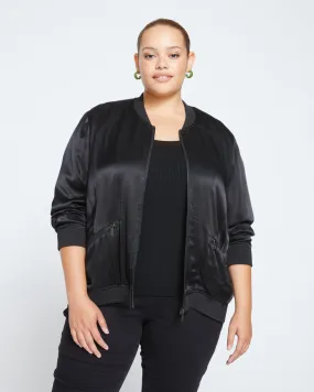 Satin Bomber Jacket - Black