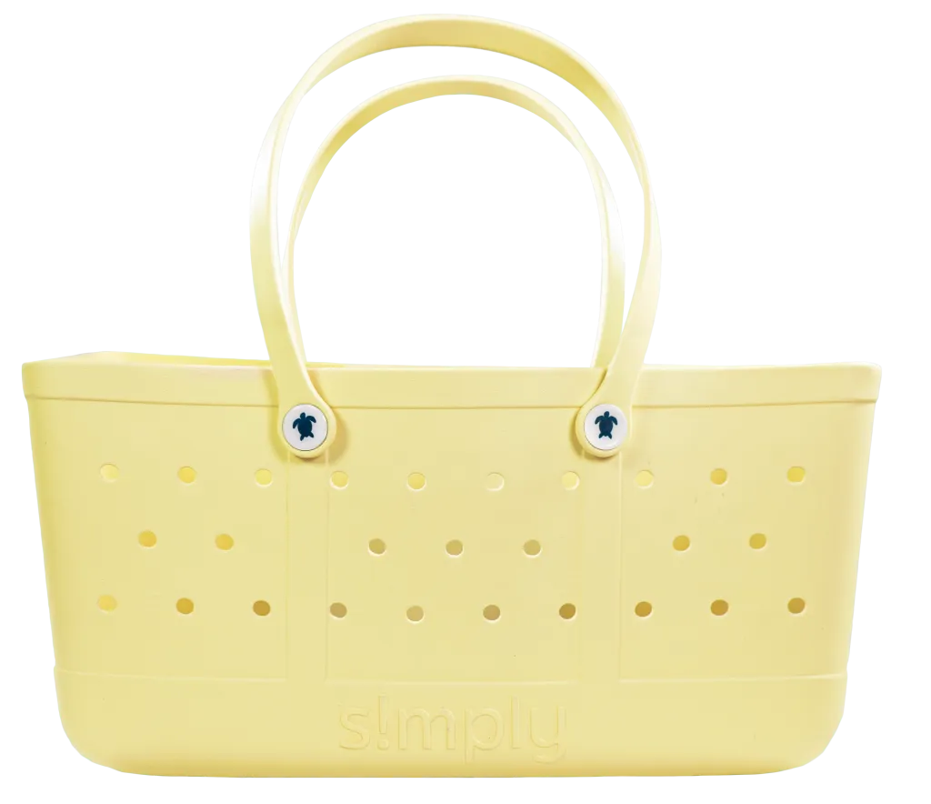 Simply Southern Solid Sun Yellow Beach Waterproof Washable Utility Tote Bag