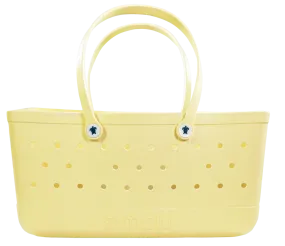 Simply Southern Solid Sun Yellow Beach Waterproof Washable Utility Tote Bag