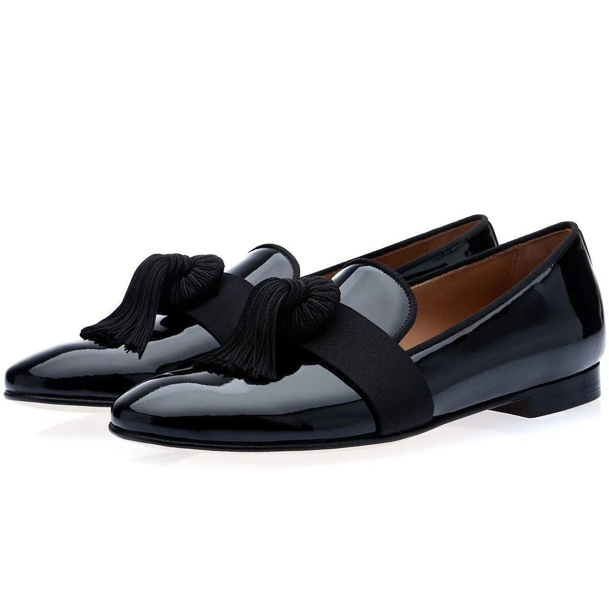 SUPERGLAMOUROUS Agadir Men's Shoes Black Patent Leather Loafers (SPGM1029)