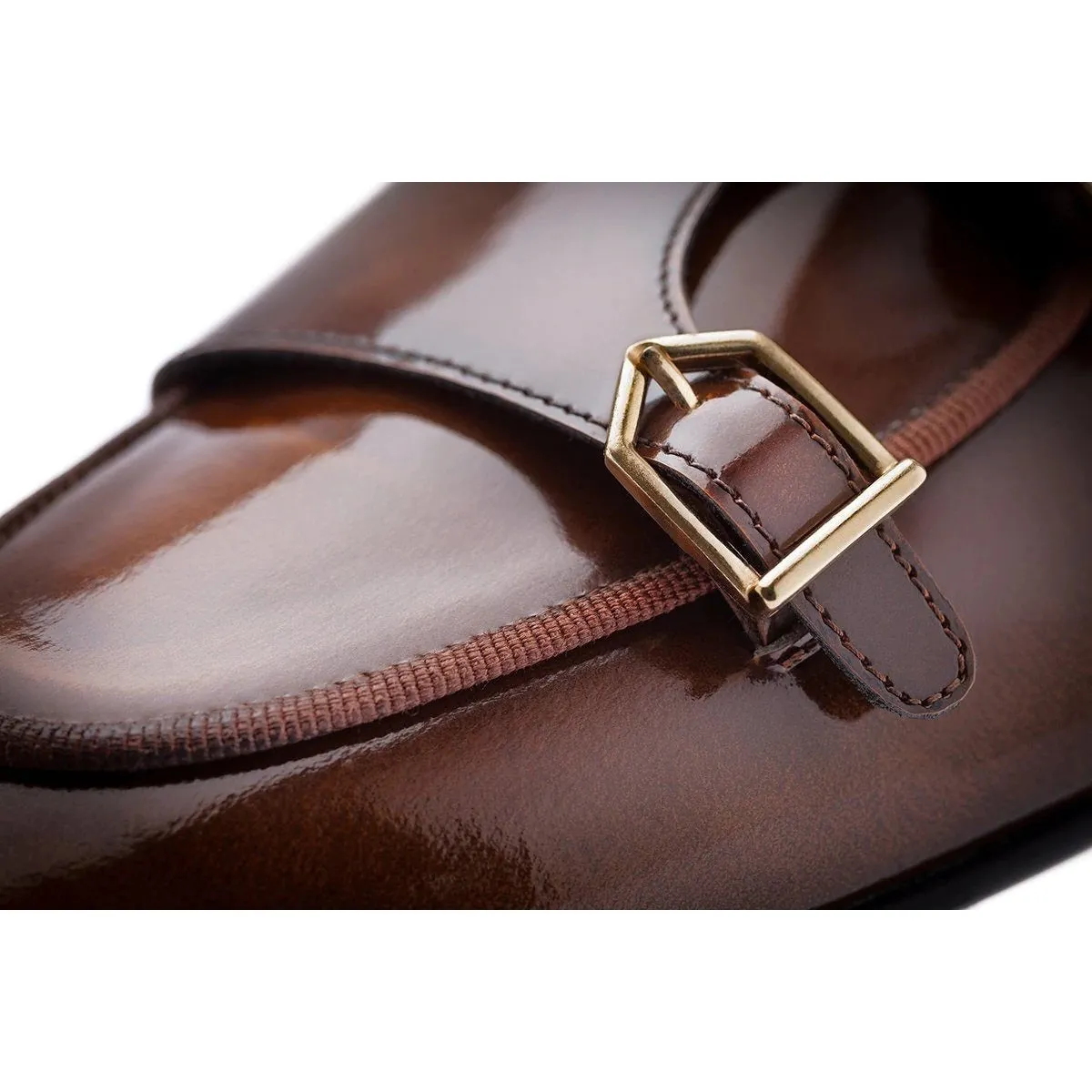 SUPERGLAMOUROUS Tangerine 7 Men's Shoes Cognac Polished Leather Monk-Straps Belgian Loafers (SPGM1050)