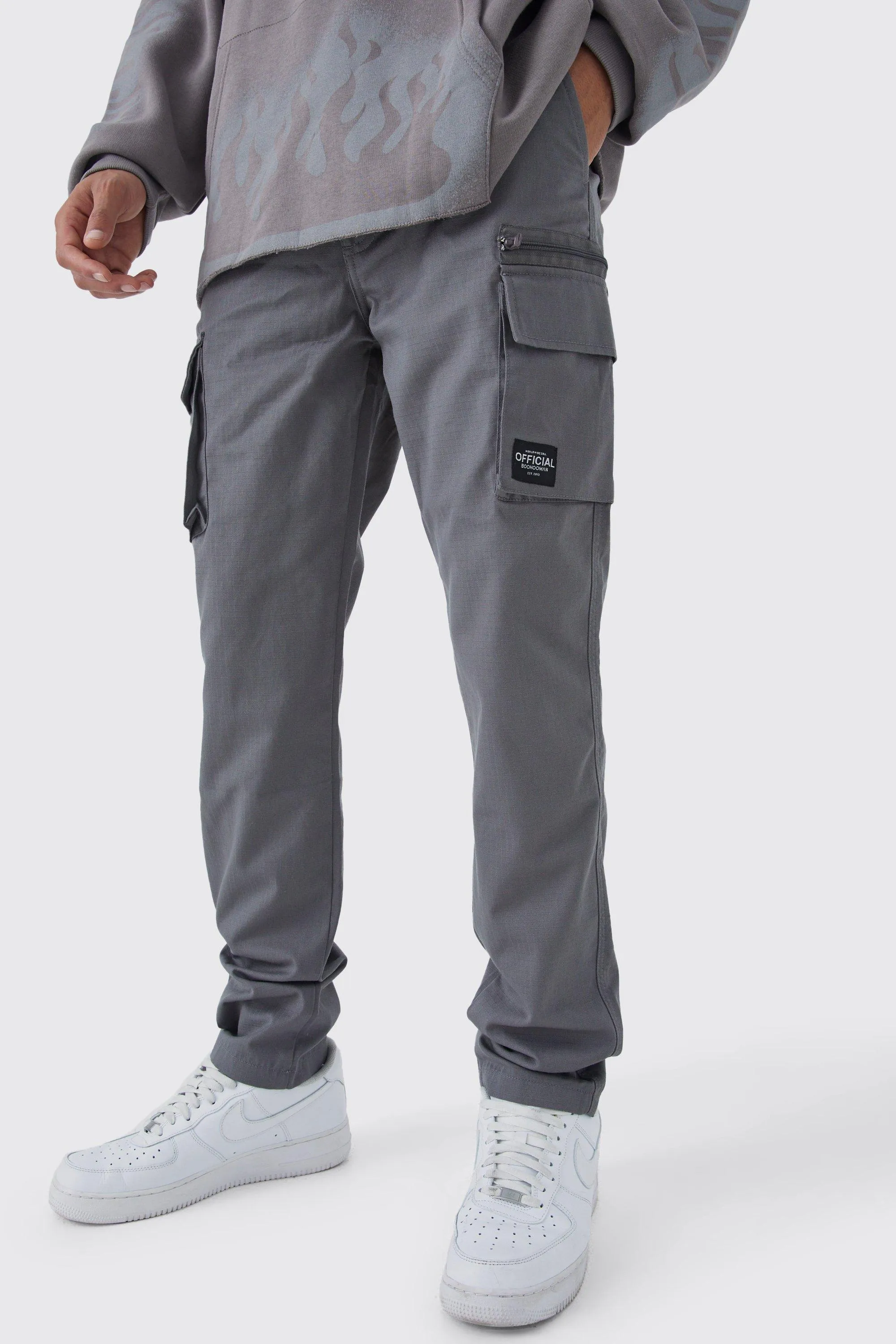 Tall Fixed Relaxed Ripstop Cargo Pants With Tab