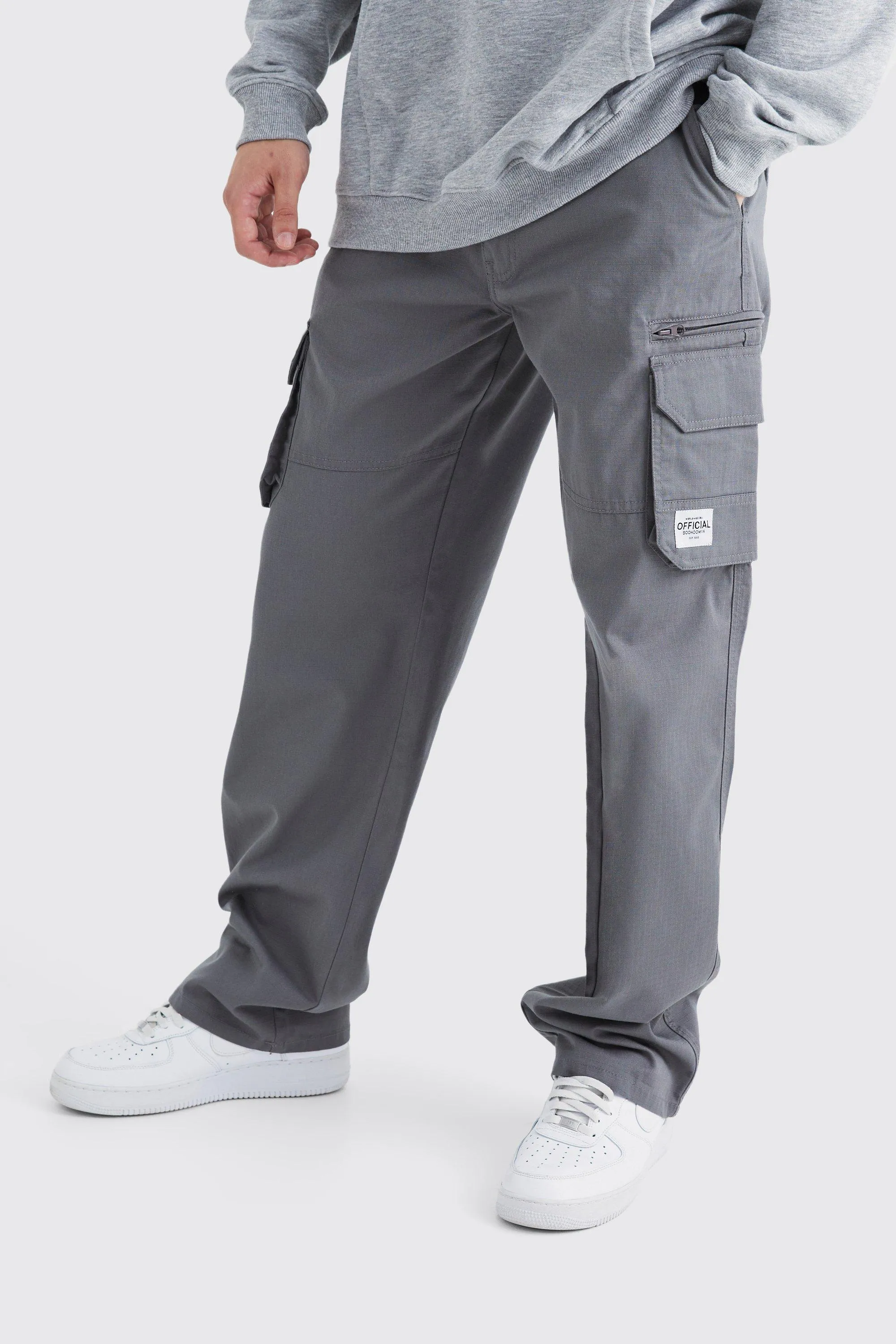 Tall Fixed Ripstop Cargo Zip Pants With Woven Tab