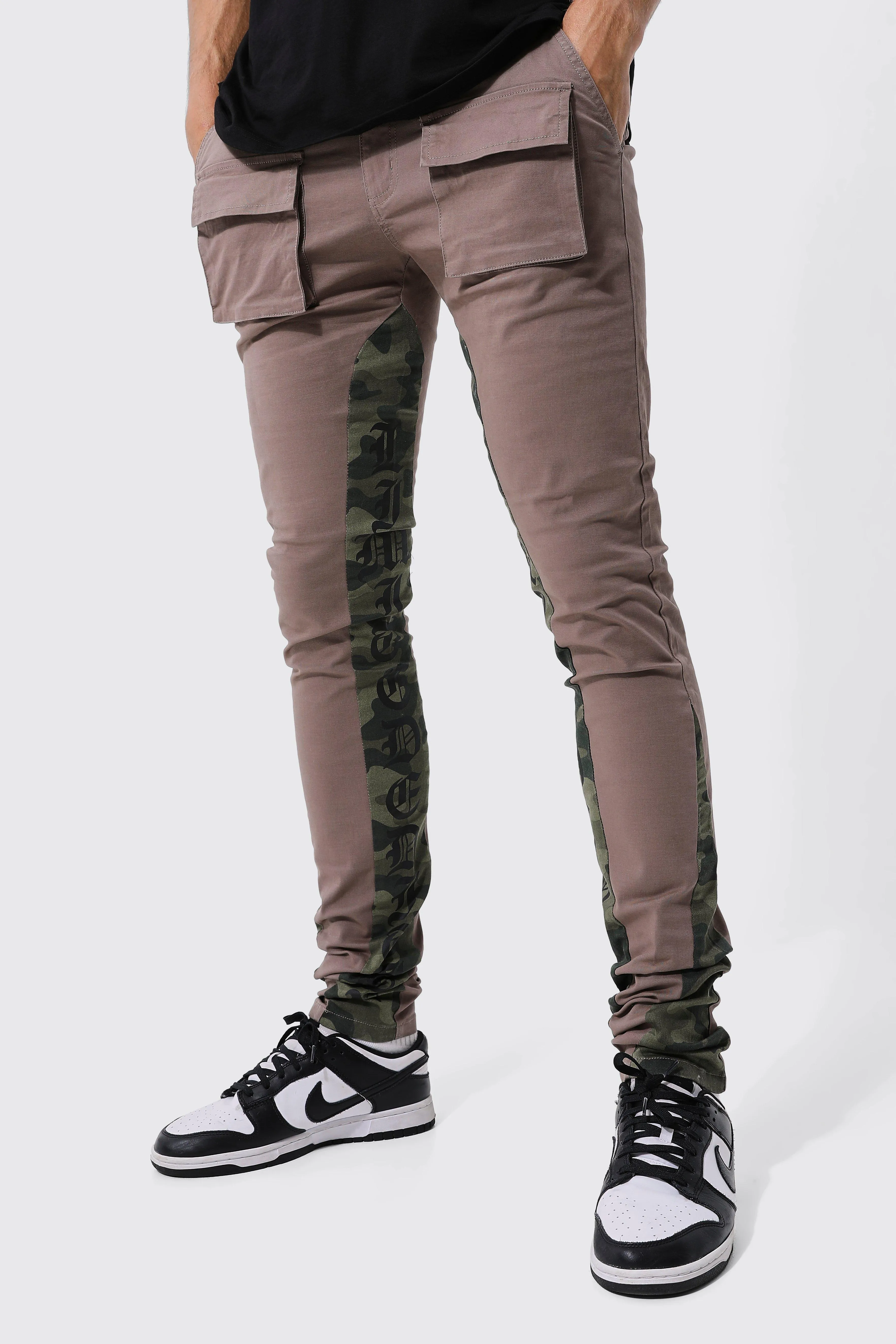 Tall Fixed Skinny Gusset Camo Cargo Pants