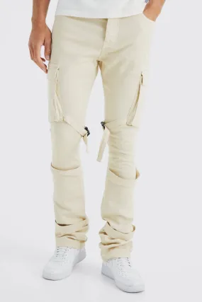 Tall Fixed Waist Skinny Stacked Flare Strap Cargo Pants