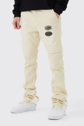 Tall Fixed Waist Slim Flare Moto Badge Cargo Pants