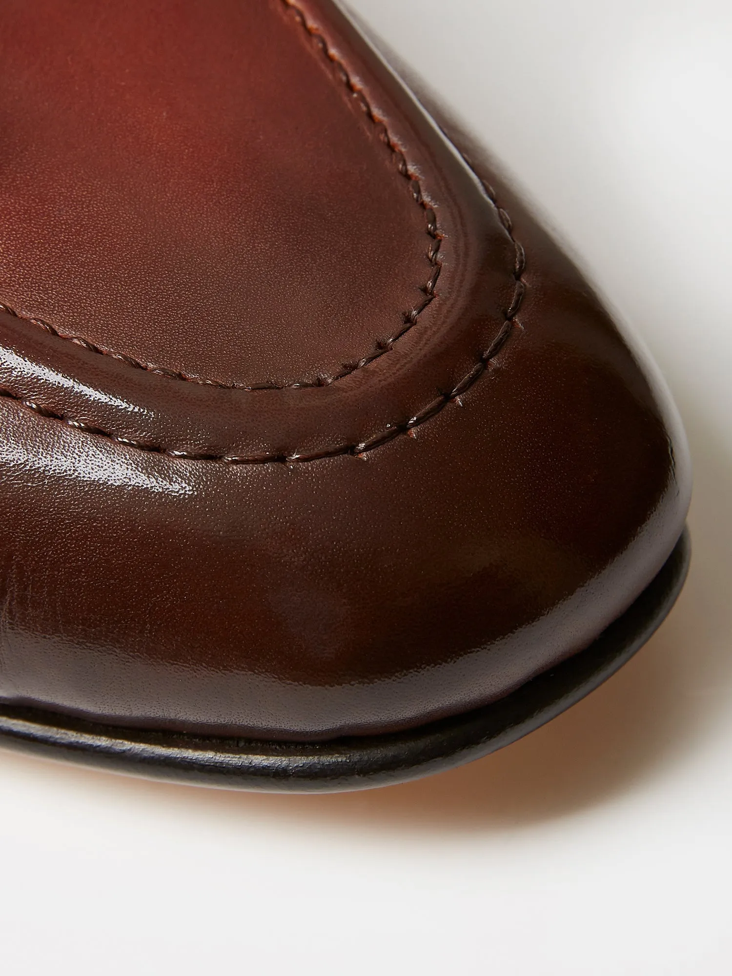 Tassel Loafers in Brown Hand-Painted Patina Leather