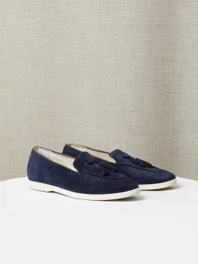 Tassel Loafers in Navy Suede