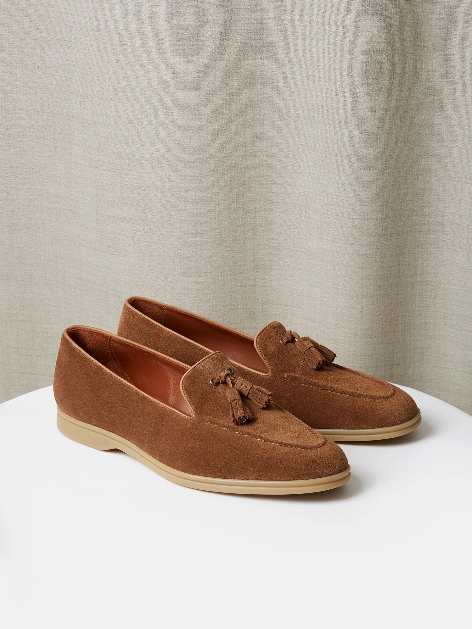 Tassel Loafers in Tobacco Suede