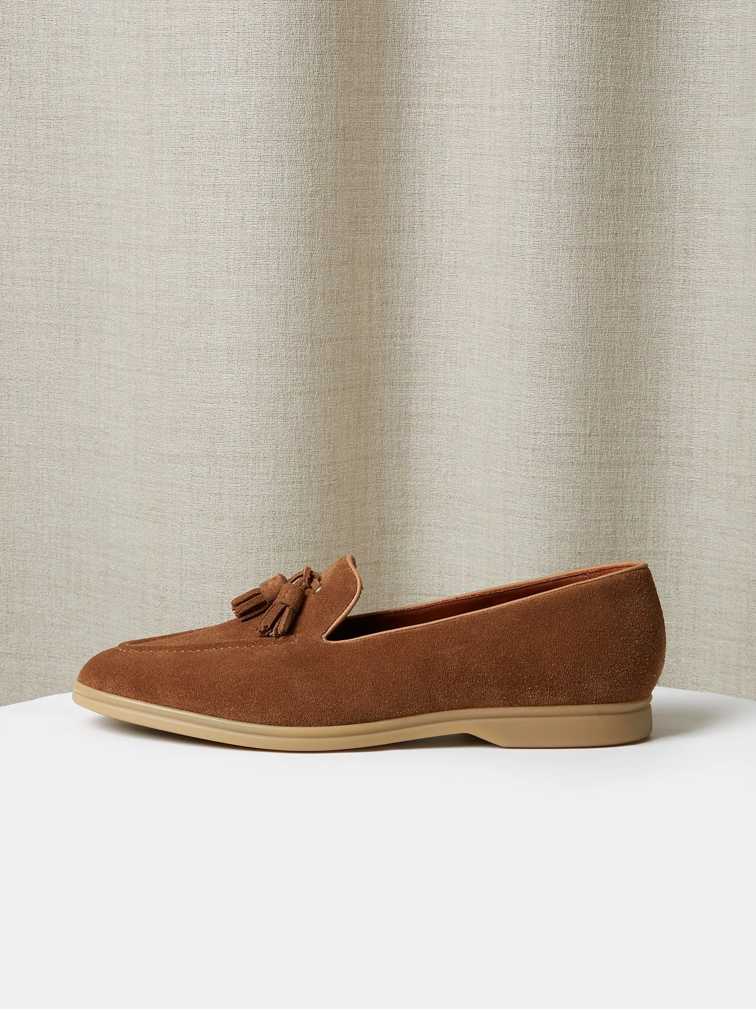 Tassel Loafers in Tobacco Suede