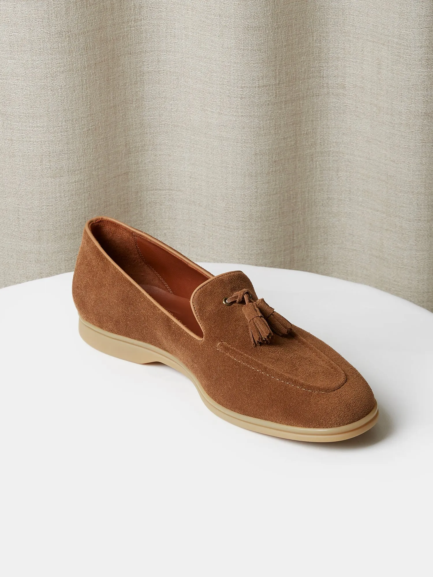 Tassel Loafers in Tobacco Suede