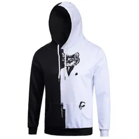 Unisex Black White Cat Hoodie