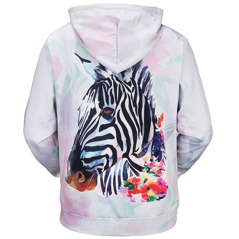 Unisex Zebra 3D Pattern Hoodie