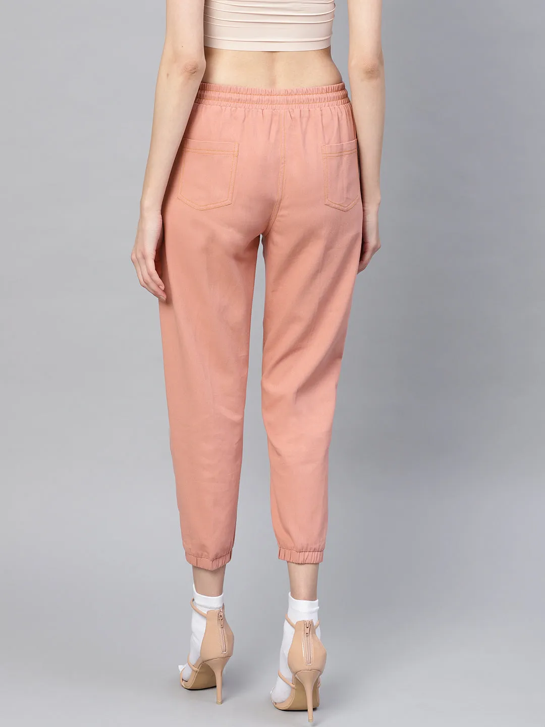 Women Pink Denim Joggers