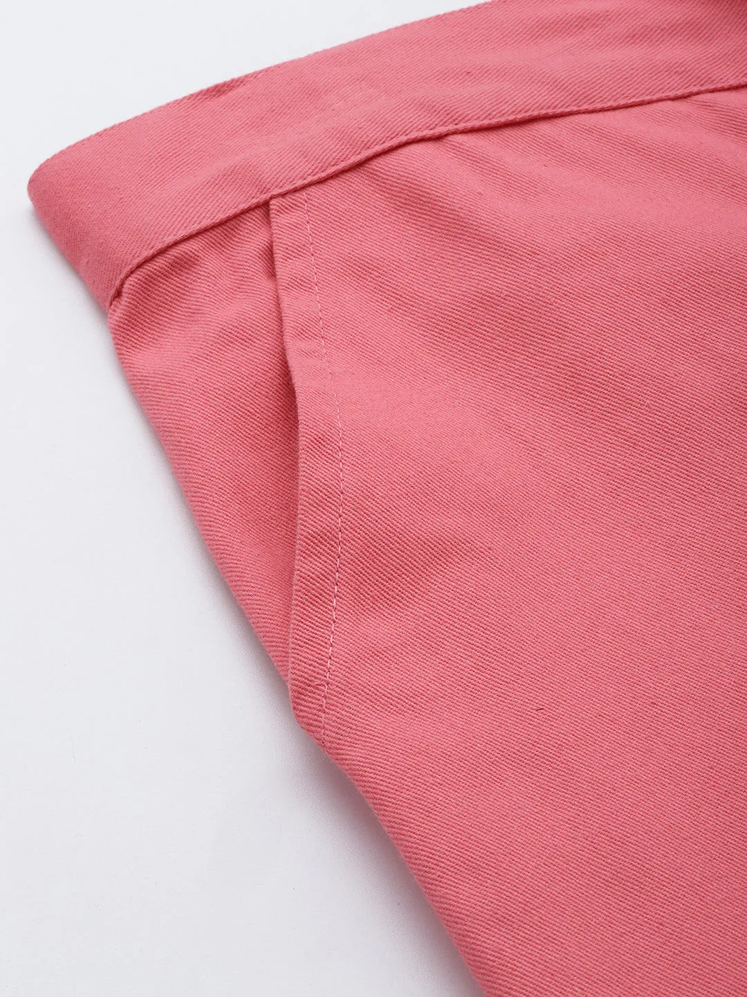 Women Pink Twill Pull Hem Joggers