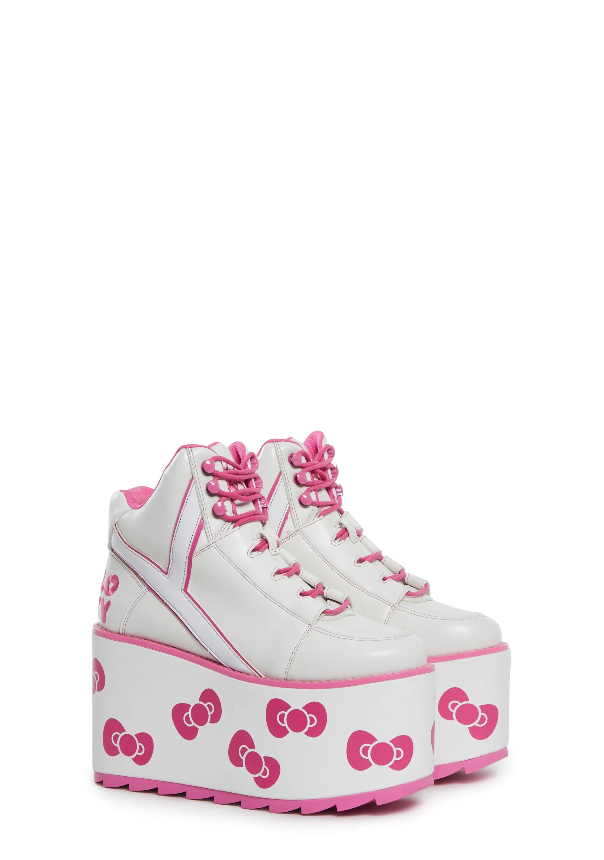 X Sanrio Qozmo Hello Kitty Platform Sneakers - White-